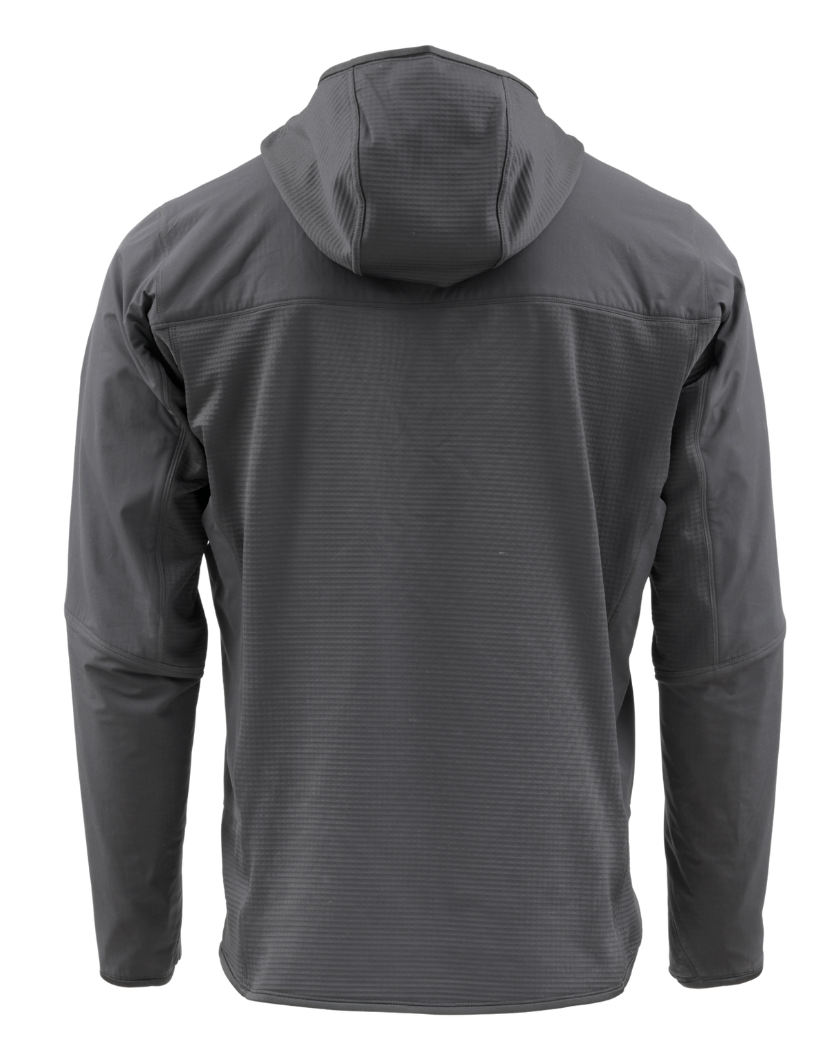 Baksida av Skwala Fishing Fusion Tactical Hoody i mörkgrått, långärmad, fleece för fiskeäventyr, inga synliga loggor.