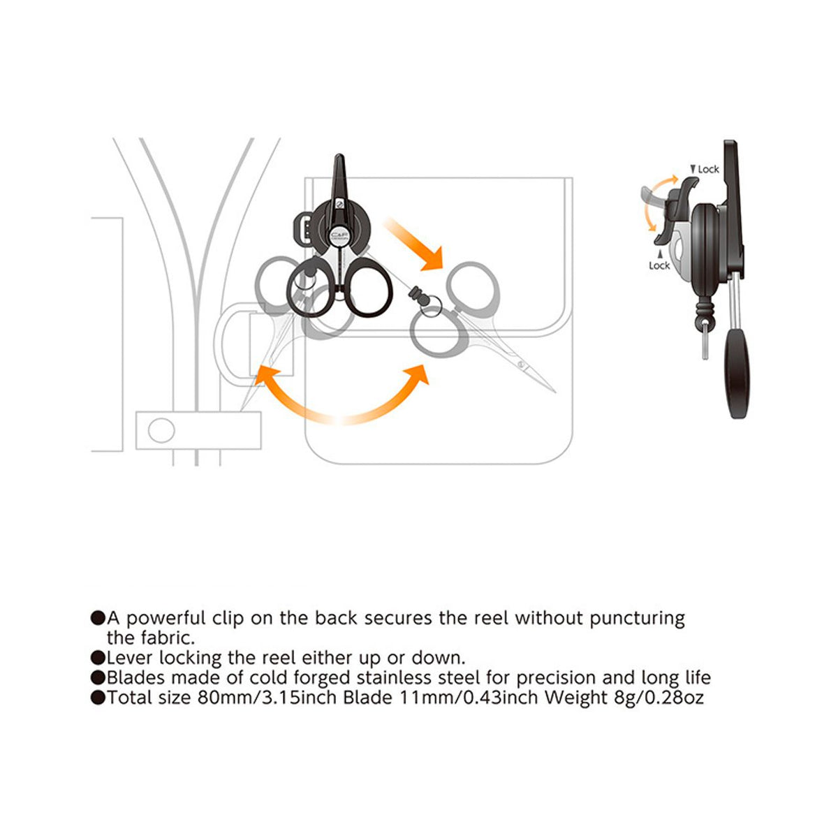 C&F Design Flex Pin-On Reel/Scissors - Smoke