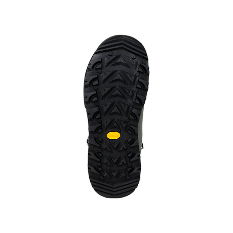 Svart gummisula från Skwala Fishing Carbon Boot med fiskemönster och gul logotyp, perfekt för fiskeäventyr.