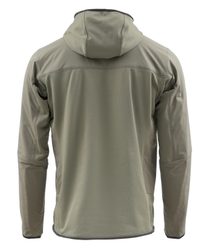 Baksidan av Skwala Fishing Fusion Tactical Hoody i ljusgrön, perfekt för fiskeäventyr. Långa ärmar, slät passform.