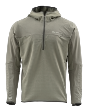Skwala Fishing Fusion Tactical Hoody i ljusgrått, lång ärm, halv dragkedja, tumhål - perfekt fisketröja för resor och komfort.