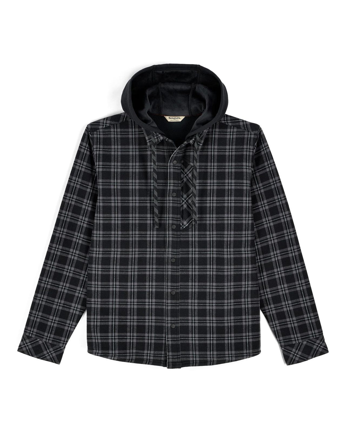 Simms Coldweather Hooded Shacket - Wakemup Plaid: Black