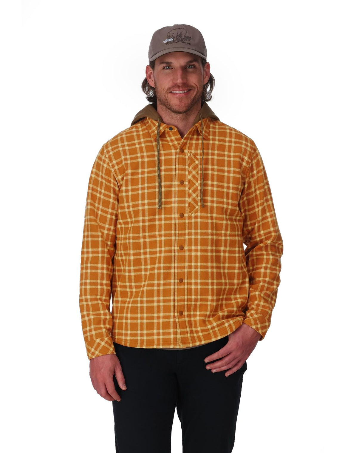Simms Coldweather Hooded Shacket - Wakemup Plaid: Stonefly